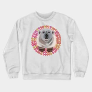 Polar Bear on circular heart pattern Crewneck Sweatshirt